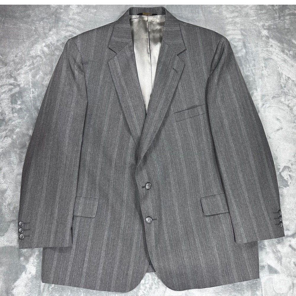 Adams Row by Anderson Little Mens Grey Pinstripe Blazer Jacket Made in USA 48L